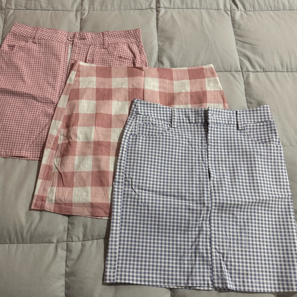 Forever 21 Pink and Blue Gingham Mini Skirts